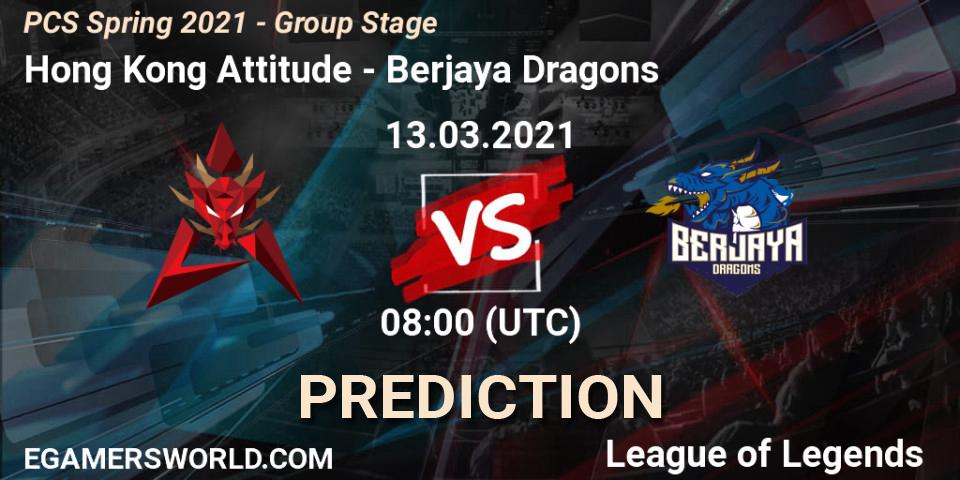 Prognose für das Spiel Hong Kong Attitude VS Berjaya Dragons. 13.03.21. LoL - PCS Spring 2021 - Group Stage