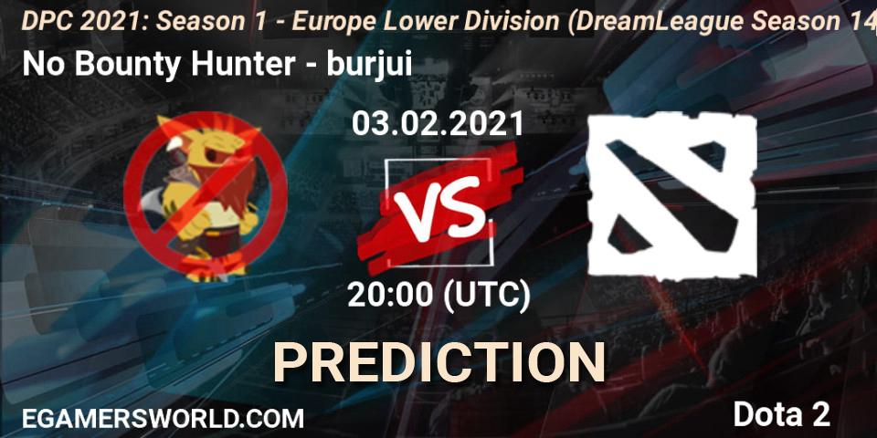 Prognose für das Spiel No Bounty Hunter VS burjui. 03.02.2021 at 19:55. Dota 2 - DPC 2021: Season 1 - Europe Lower Division (DreamLeague Season 14)