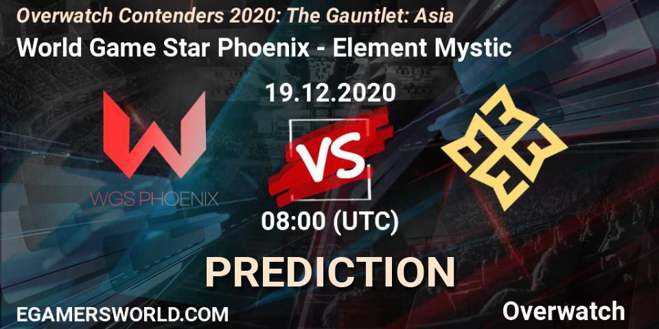 Prognose für das Spiel World Game Star Phoenix VS Element Mystic. 19.12.20. Overwatch - Overwatch Contenders 2020: The Gauntlet: Asia