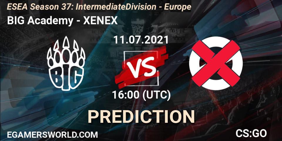 Prognose für das Spiel BIG Academy VS XENEX. 11.07.2021 at 16:00. Counter-Strike (CS2) - ESEA Season 37: Intermediate Division - Europe