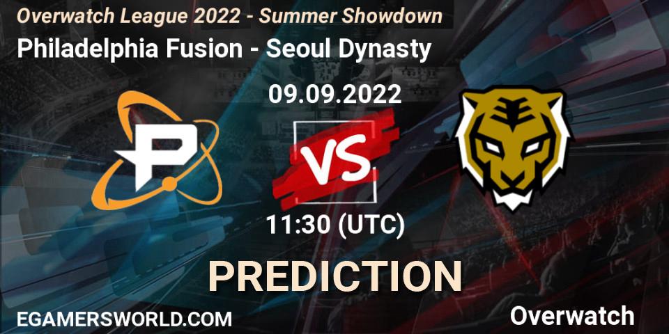 Prognose für das Spiel Philadelphia Fusion VS Seoul Dynasty. 09.09.22. Overwatch - Overwatch League 2022 - Summer Showdown
