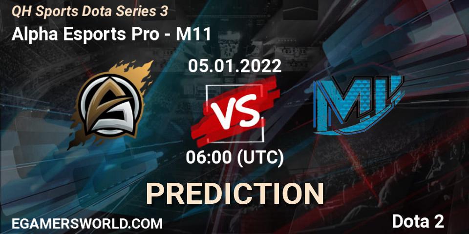 Prognose für das Spiel Alpha Esports Pro VS M11. 05.01.2022 at 07:17. Dota 2 - QH Sports Dota Series 3