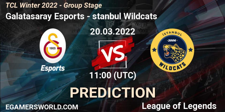 Prognose für das Spiel Galatasaray Esports VS İstanbul Wildcats. 20.03.22. LoL - TCL Winter 2022 - Group Stage