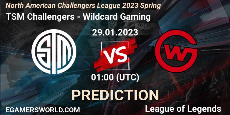 Prognose für das Spiel TSM Challengers VS Wildcard Gaming. 29.01.23. LoL - NACL 2023 Spring - Group Stage