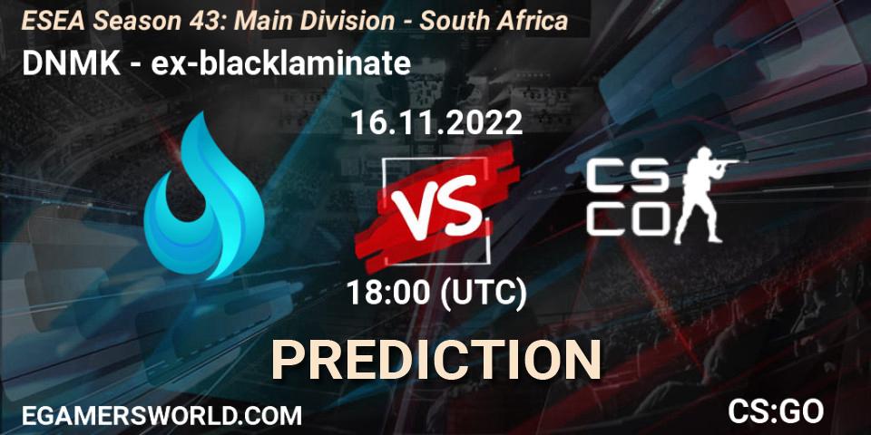 Prognose für das Spiel DNMK VS ex-blacklaminate. 29.11.22. CS2 (CS:GO) - ESEA Season 43: Main Division - South Africa