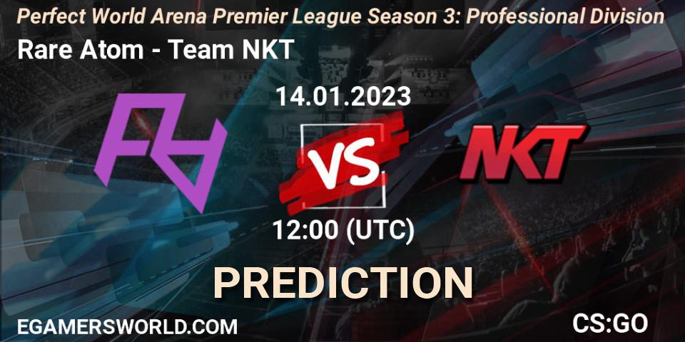 Prognose für das Spiel Rare Atom VS Team NKT. 14.01.2023 at 12:30. Counter-Strike (CS2) - Perfect World Arena Premier League Season 3: Professional Division