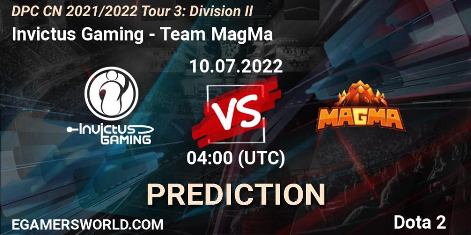Prognose für das Spiel Invictus Gaming VS Team MagMa. 10.07.22. Dota 2 - DPC CN 2021/2022 Tour 3: Division II