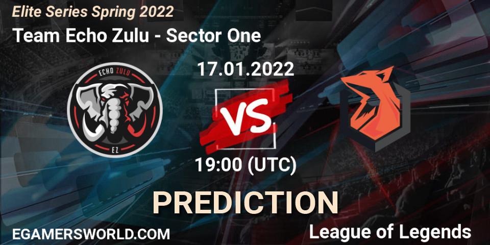 Prognose für das Spiel Team Echo Zulu VS Sector One. 17.01.2022 at 19:00. LoL - Elite Series Spring 2022
