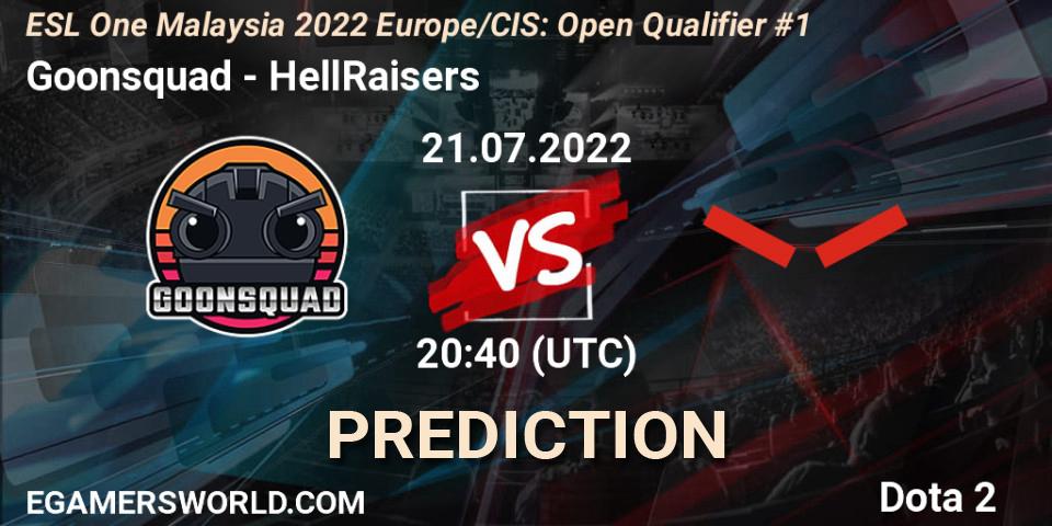 Prognose für das Spiel Goonsquad VS HellRaisers. 21.07.22. Dota 2 - ESL One Malaysia 2022 Europe/CIS: Open Qualifier #1