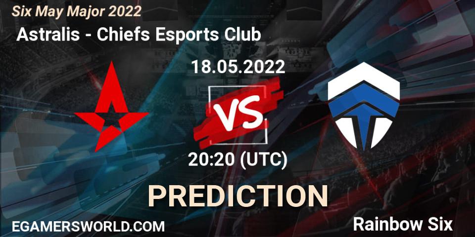 Prognose für das Spiel Astralis VS Chiefs Esports Club. 18.05.2022 at 20:20. Rainbow Six - Six Charlotte Major 2022