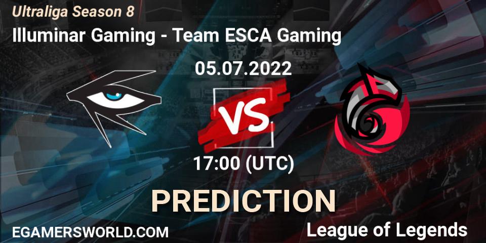Prognose für das Spiel Illuminar Gaming VS Team ESCA Gaming. 05.07.2022 at 17:00. LoL - Ultraliga Season 8