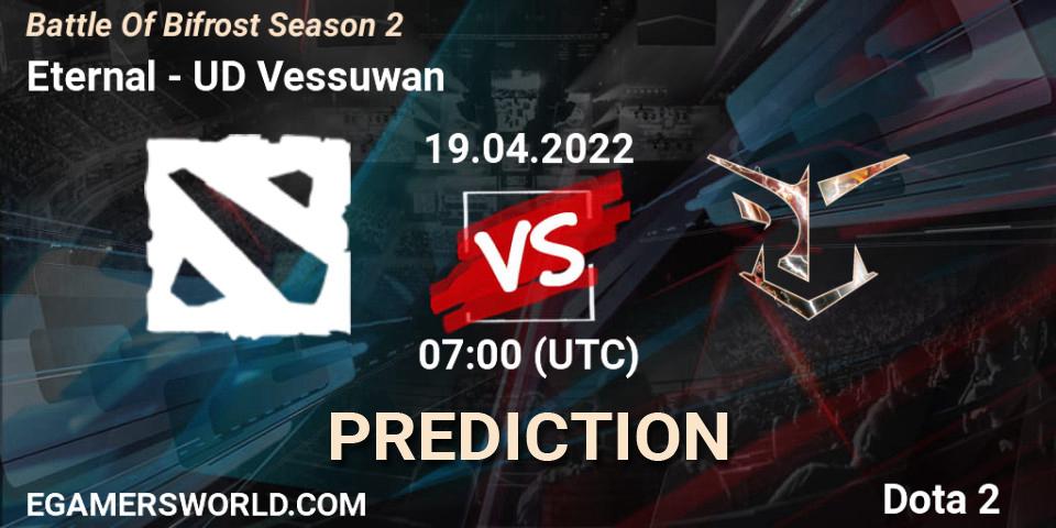 Prognose für das Spiel Eternal VS UD Vessuwan. 19.04.2022 at 07:33. Dota 2 - Battle Of Bifrost Season 2