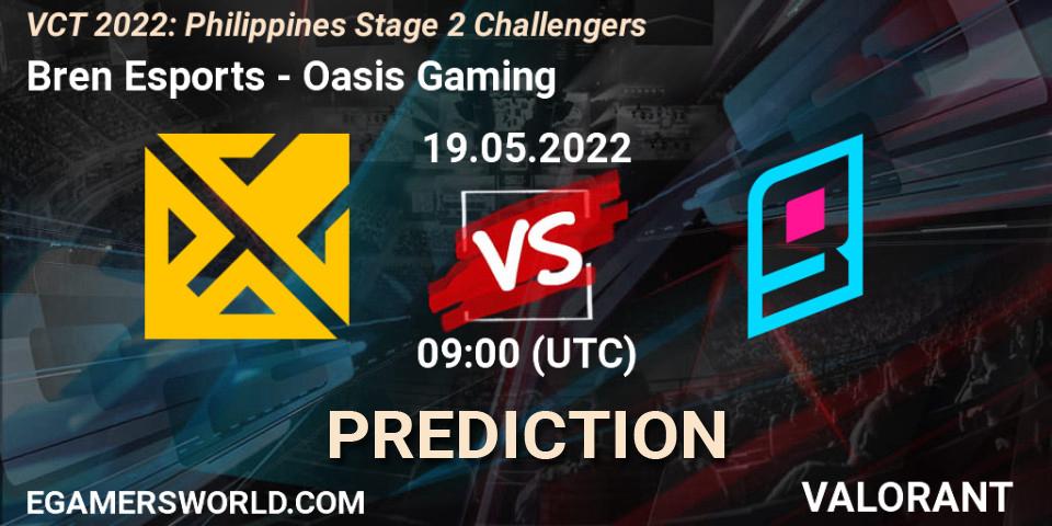 Prognose für das Spiel Bren Esports VS Oasis Gaming. 19.05.2022 at 09:00. VALORANT - VCT 2022: Philippines Stage 2 Challengers
