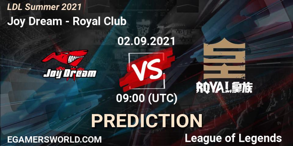 Prognose für das Spiel Joy Dream VS Royal Club. 06.09.2021 at 06:00. LoL - LDL Summer 2021