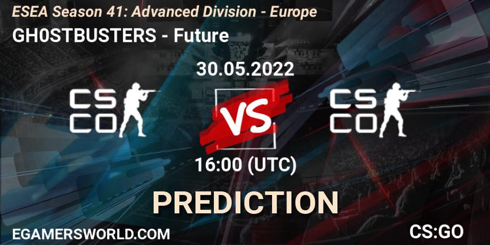 Prognose für das Spiel GH0STBUSTERS VS Future. 30.05.2022 at 16:00. Counter-Strike (CS2) - ESEA Season 41: Advanced Division - Europe