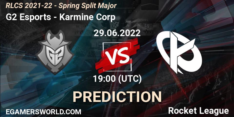 Prognose für das Spiel G2 Esports VS Karmine Corp. 29.06.22. Rocket League - RLCS 2021-22 - Spring Split Major