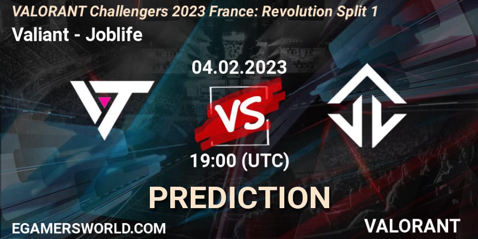 Prognose für das Spiel Valiant VS Joblife. 04.02.23. VALORANT - VALORANT Challengers 2023 France: Revolution Split 1
