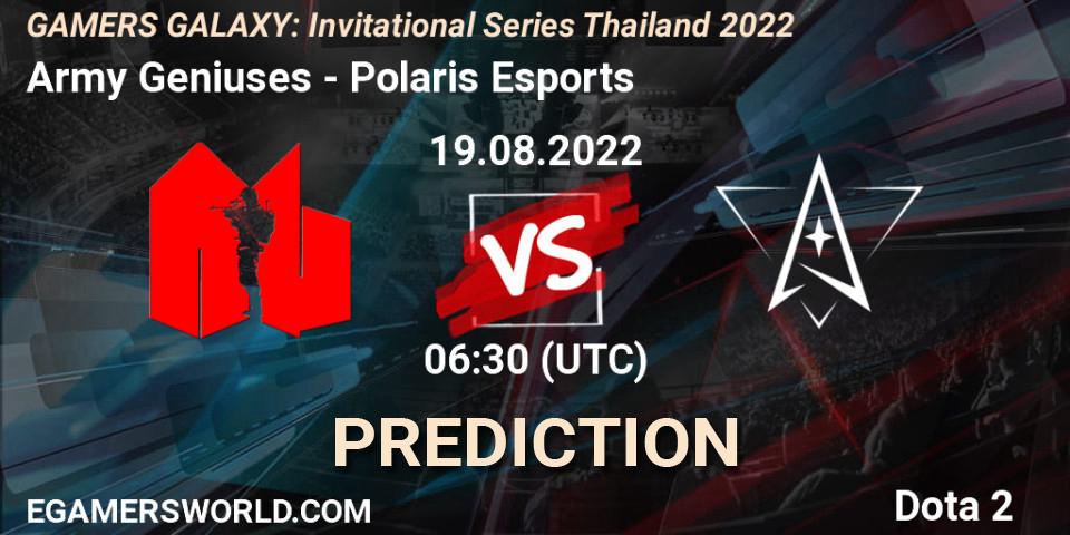 Prognose für das Spiel Army Geniuses VS Polaris Esports. 19.08.22. Dota 2 - GAMERS GALAXY: Invitational Series Thailand 2022