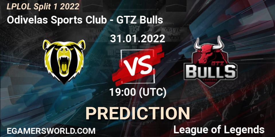 Prognose für das Spiel Odivelas Sports Club VS GTZ Bulls. 31.01.2022 at 19:00. LoL - LPLOL Split 1 2022