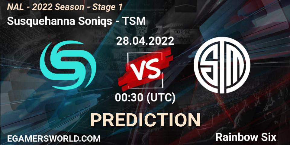 Prognose für das Spiel Susquehanna Soniqs VS TSM. 28.04.22. Rainbow Six - NAL - Season 2022 - Stage 1