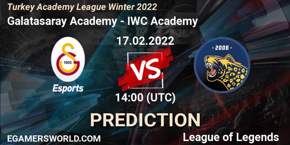 Prognose für das Spiel Galatasaray Academy VS IWC Academy. 17.02.2022 at 14:00. LoL - Turkey Academy League Winter 2022