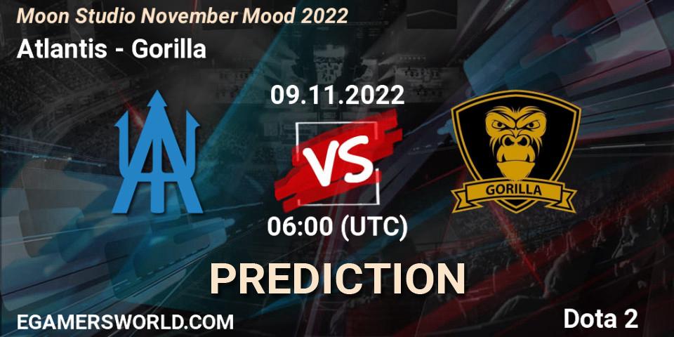 Prognose für das Spiel Atlantis VS Gorilla. 09.11.22. Dota 2 - Moon Studio November Mood 2022