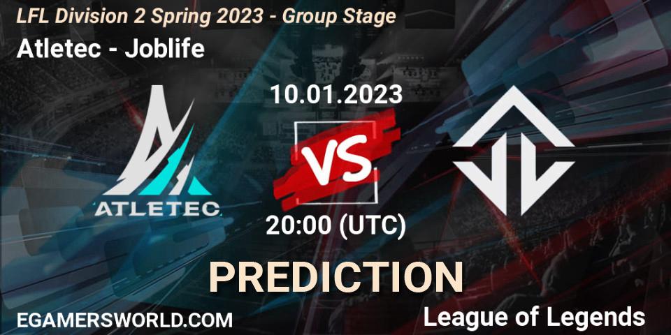 Prognose für das Spiel Atletec VS Joblife. 10.01.2023 at 20:00. LoL - LFL Division 2 Spring 2023 - Group Stage