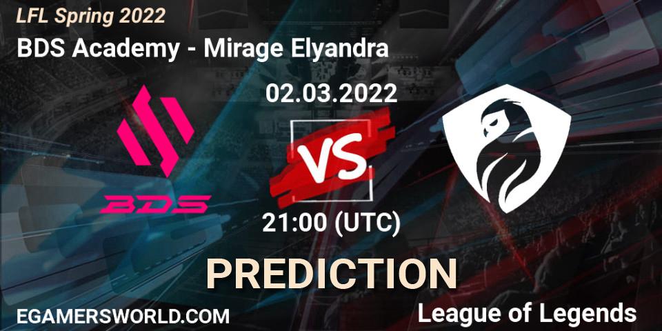 Prognose für das Spiel BDS Academy VS Mirage Elyandra. 02.03.2022 at 21:15. LoL - LFL Spring 2022