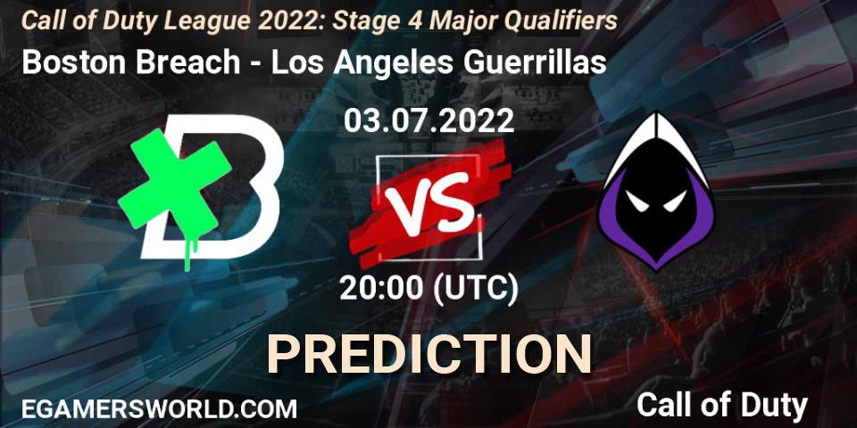 Prognose für das Spiel Boston Breach VS Los Angeles Guerrillas. 03.07.2022 at 19:00. Call of Duty - Call of Duty League 2022: Stage 4