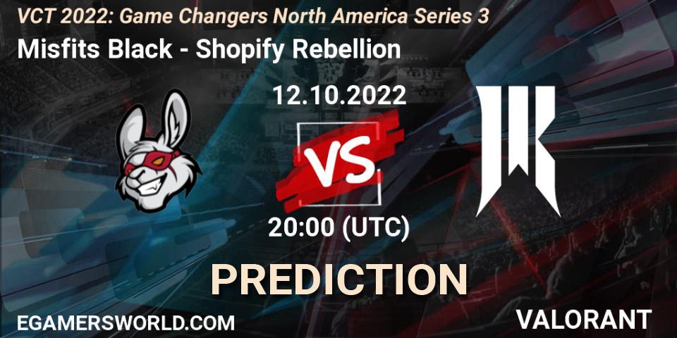 Prognose für das Spiel Misfits Black VS Shopify Rebellion. 12.10.2022 at 20:10. VALORANT - VCT 2022: Game Changers North America Series 3