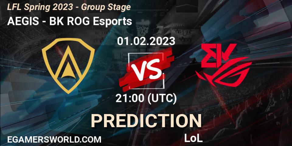 Prognose für das Spiel AEGIS VS BK ROG Esports. 01.02.23. LoL - LFL Spring 2023 - Group Stage
