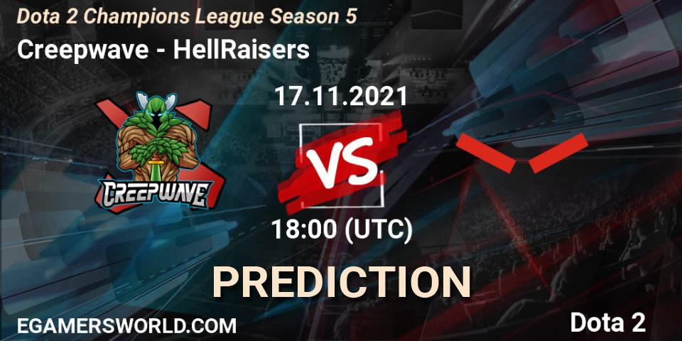 Prognose für das Spiel Creepwave VS HellRaisers. 17.11.21. Dota 2 - Dota 2 Champions League 2021 Season 5