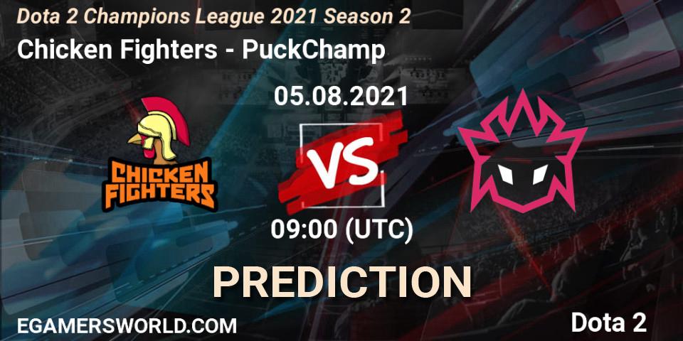 Prognose für das Spiel Chicken Fighters VS PuckChamp. 05.08.2021 at 09:00. Dota 2 - Dota 2 Champions League 2021 Season 2