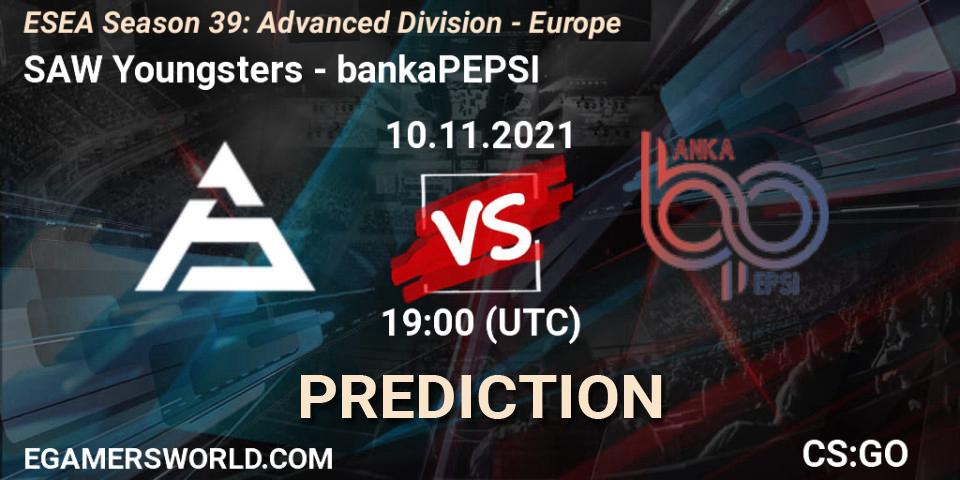 Prognose für das Spiel SAW Youngsters VS bankaPEPSI. 10.11.21. CS2 (CS:GO) - ESEA Season 39: Advanced Division - Europe