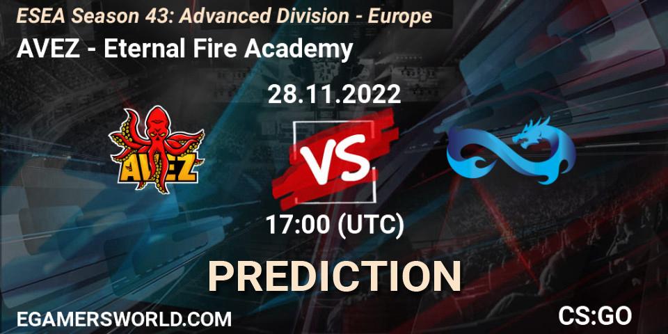 Prognose für das Spiel AVEZ VS Eternal Fire Academy. 28.11.22. CS2 (CS:GO) - ESEA Season 43: Advanced Division - Europe