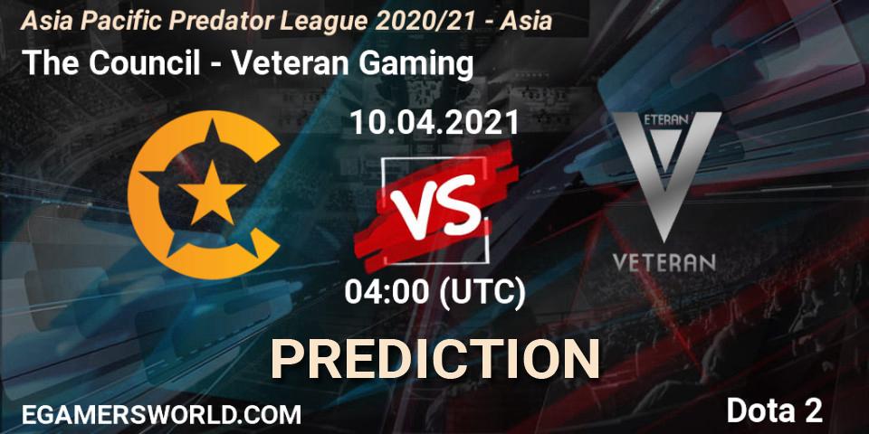 Prognose für das Spiel The Council VS Veteran Gaming. 10.04.21. Dota 2 - Asia Pacific Predator League 2020/21 - Asia