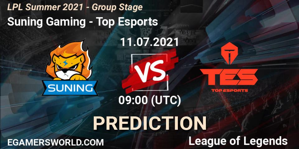 Prognose für das Spiel Suning Gaming VS Top Esports. 11.07.21. LoL - LPL Summer 2021 - Group Stage