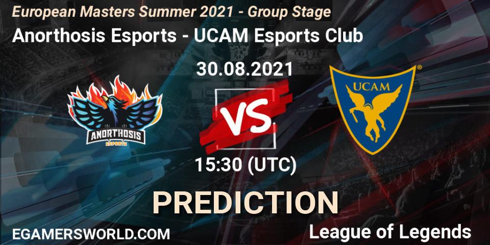 Prognose für das Spiel Anorthosis Esports VS UCAM Esports Club. 30.08.2021 at 15:30. LoL - European Masters Summer 2021 - Group Stage