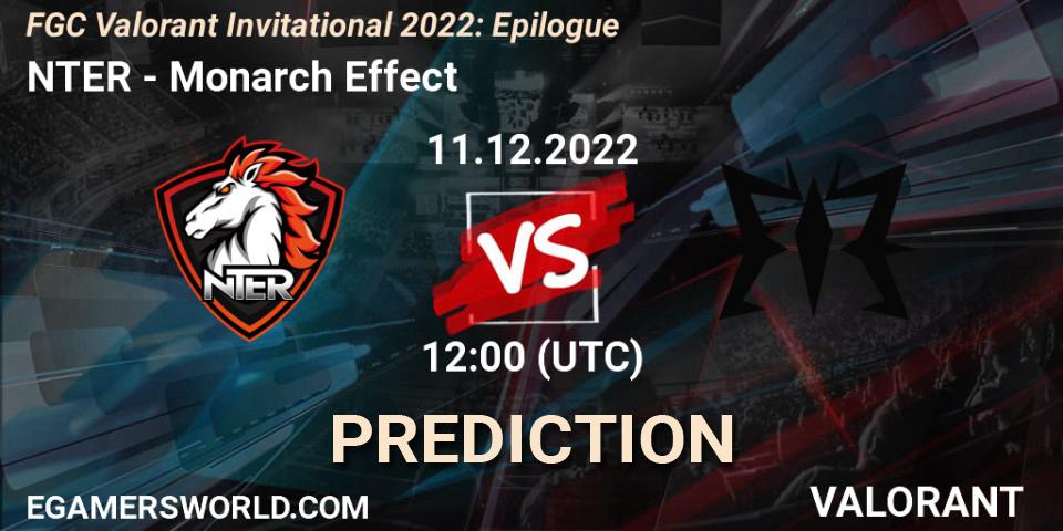 Prognose für das Spiel NTER VS Monarch Effect. 11.12.22. VALORANT - FGC Valorant Invitational 2022: Epilogue