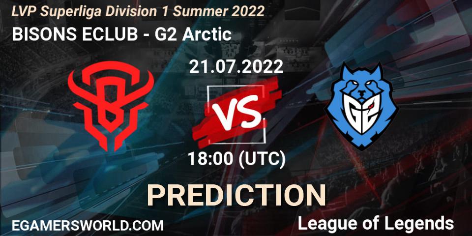 Prognose für das Spiel BISONS ECLUB VS G2 Arctic. 21.07.2022 at 18:00. LoL - LVP Superliga Division 1 Summer 2022