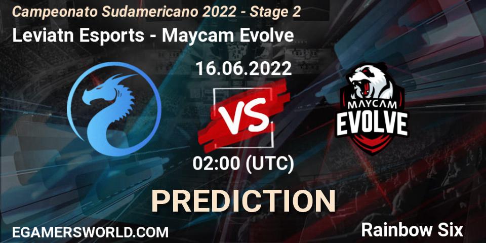 Prognose für das Spiel Leviatán Esports VS Maycam Evolve. 17.06.2022 at 02:00. Rainbow Six - Campeonato Sudamericano 2022 - Stage 2