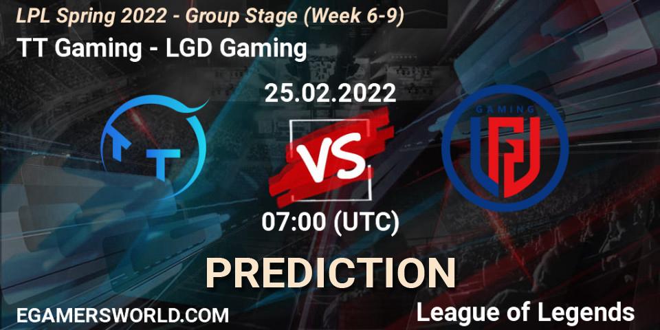 Prognose für das Spiel TT Gaming VS LGD Gaming. 25.02.22. LoL - LPL Spring 2022 - Group Stage (Week 6-9)