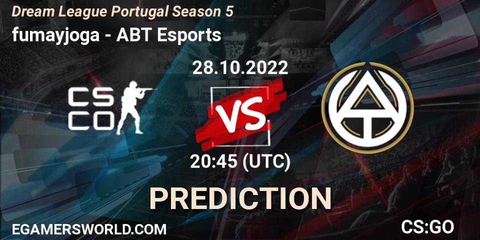 Prognose für das Spiel fumayjoga VS ABT Esports. 28.10.2022 at 21:00. Counter-Strike (CS2) - Dream League Portugal Season 5