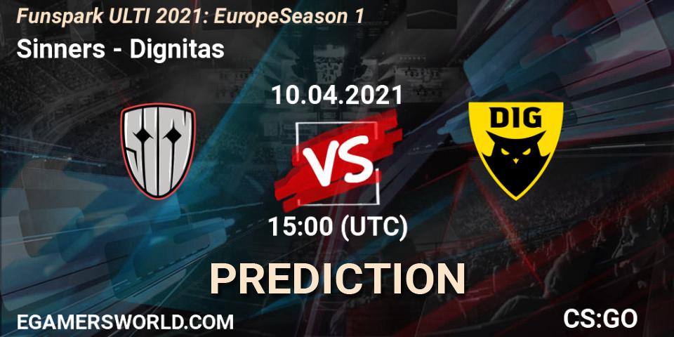 Prognose für das Spiel Sinners VS Dignitas. 10.04.2021 at 15:05. Counter-Strike (CS2) - Funspark ULTI 2021: Europe Season 1