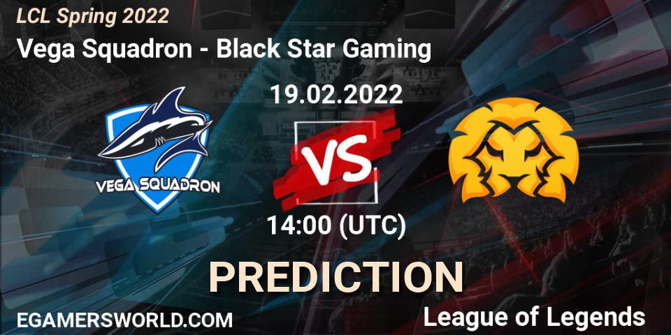 Prognose für das Spiel Vega Squadron VS Black Star Gaming. 19.02.22. LoL - LCL Spring 2022