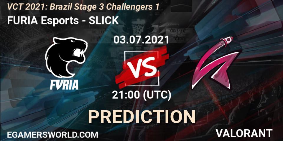 Prognose für das Spiel FURIA Esports VS SLICK. 03.07.2021 at 21:00. VALORANT - VCT 2021: Brazil Stage 3 Challengers 1