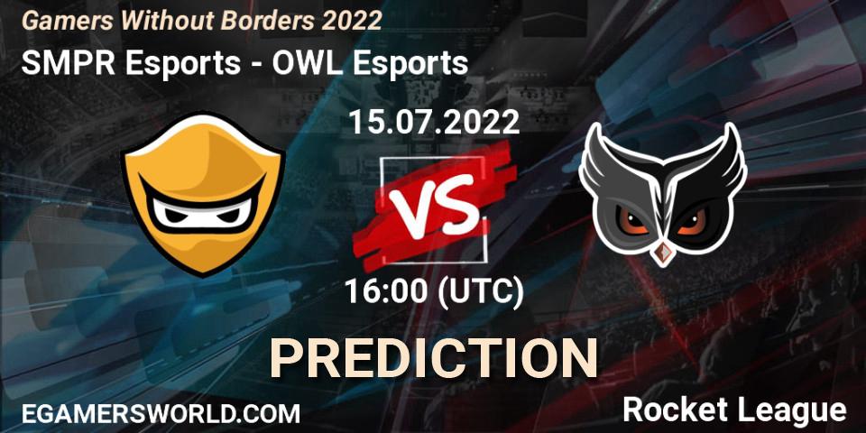 Prognose für das Spiel SMPR Esports VS OWL Esports. 15.07.2022 at 16:00. Rocket League - Gamers Without Borders 2022