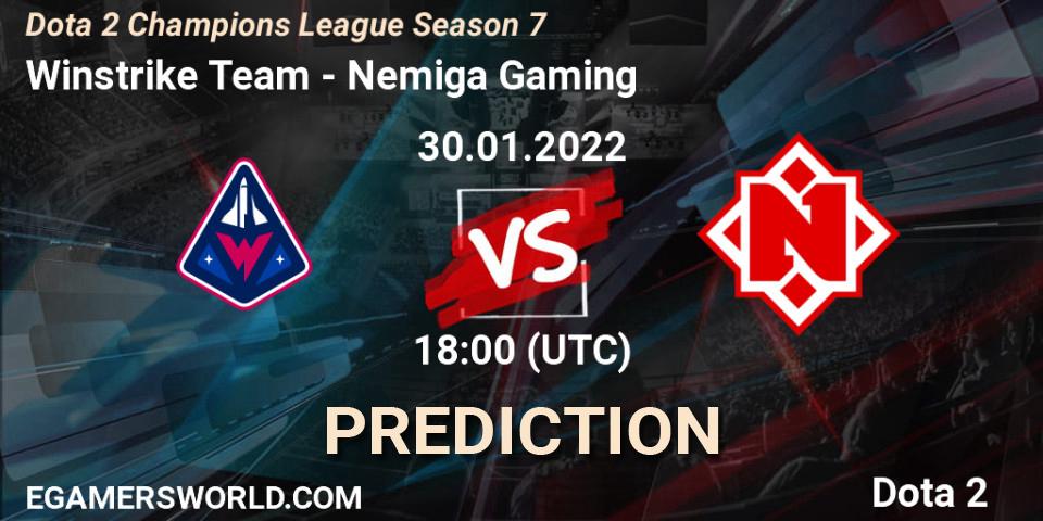 Prognose für das Spiel Winstrike Team VS Nemiga Gaming. 28.01.2022 at 15:00. Dota 2 - Dota 2 Champions League 2022 Season 7