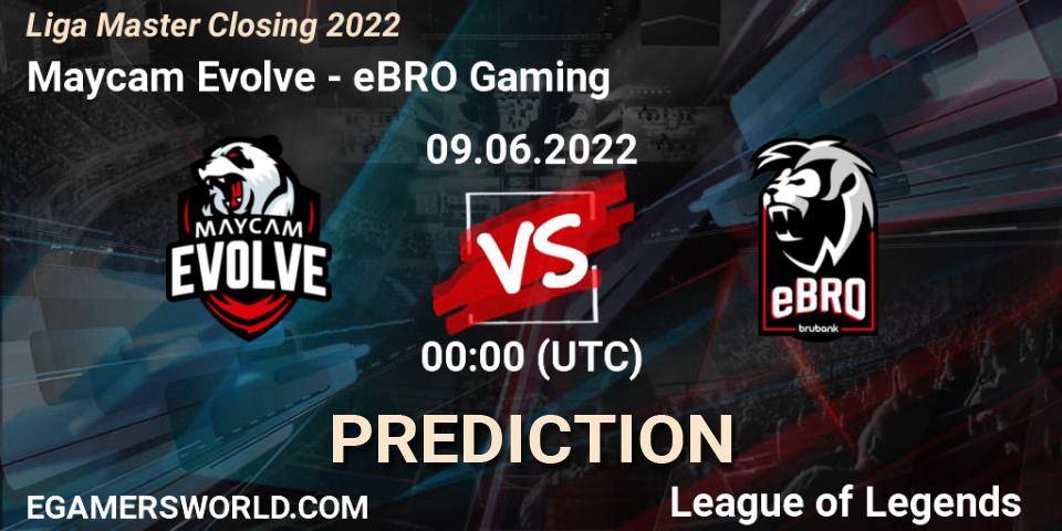Prognose für das Spiel Maycam Evolve VS eBRO Gaming. 09.06.2022 at 00:00. LoL - Liga Master Closing 2022