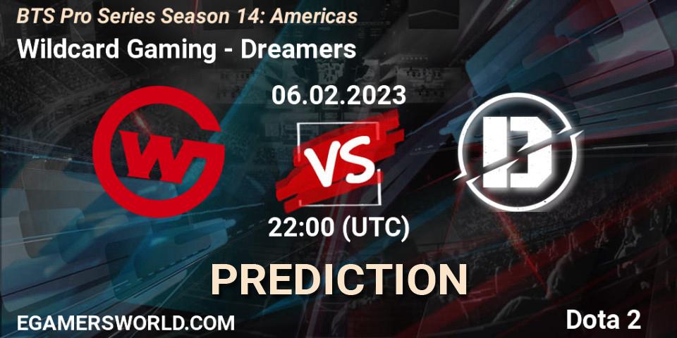 Prognose für das Spiel Wildcard Gaming VS Dreamers. 06.02.23. Dota 2 - BTS Pro Series Season 14: Americas